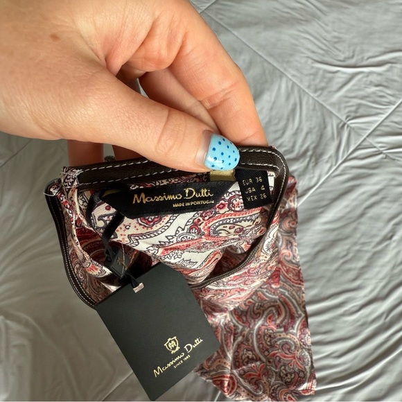 Massimo Dutti Red Pink and Black Paisley Midi Dress Tank V Neckline - Picture 8 of 8